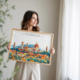 Florence Travel Poster Skyline Wall Art Landscape, Travel Print of Florence, Florence Art Lovers Gift,Italy Horizontal Art Gift NQ Media Designs