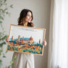 Florence Travel Poster Skyline Wall Art Landscape, Travel Print of Florence, Florence Art Lovers Gift,Italy Horizontal Art Gift