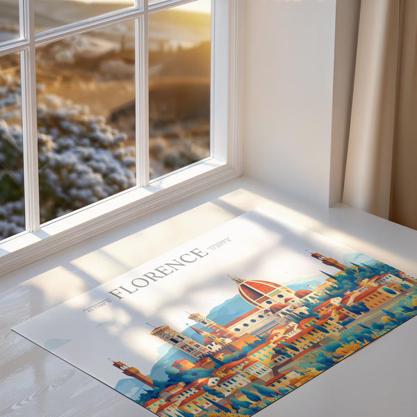 Florence Travel Poster Skyline Wall Art Landscape, Travel Print of Florence, Florence Art Lovers Gift,Italy Horizontal Art Gift