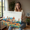 Florence Travel Poster Skyline Wall Art Landscape, Travel Print of Florence, Florence Art Lovers Gift,Italy Horizontal Art Gift