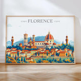 Florence Travel Poster Skyline Wall Art Landscape, Travel Print of Florence, Florence Art Lovers Gift,Italy Horizontal Art Gift NQ Media Designs