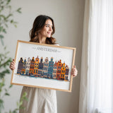 Amsterdam Skyline Travel Poster Wall Art Landscape, Travel Print of Amsterdam, Amsterdam Art Lovers Gift,Netherlands Art Gift NQ Media Designs