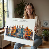 Amsterdam Skyline Travel Poster Wall Art Landscape, Travel Print of Amsterdam, Amsterdam Art Lovers Gift,Netherlands Art Gift NQ Media Designs