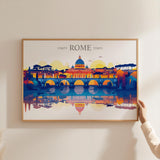 Rome Travel Poster Skyline Wall Art Landscape, Travel Print of Rome, Rome Art Lovers Gift,Italy Horizontal Art Gift NQ Media Designs