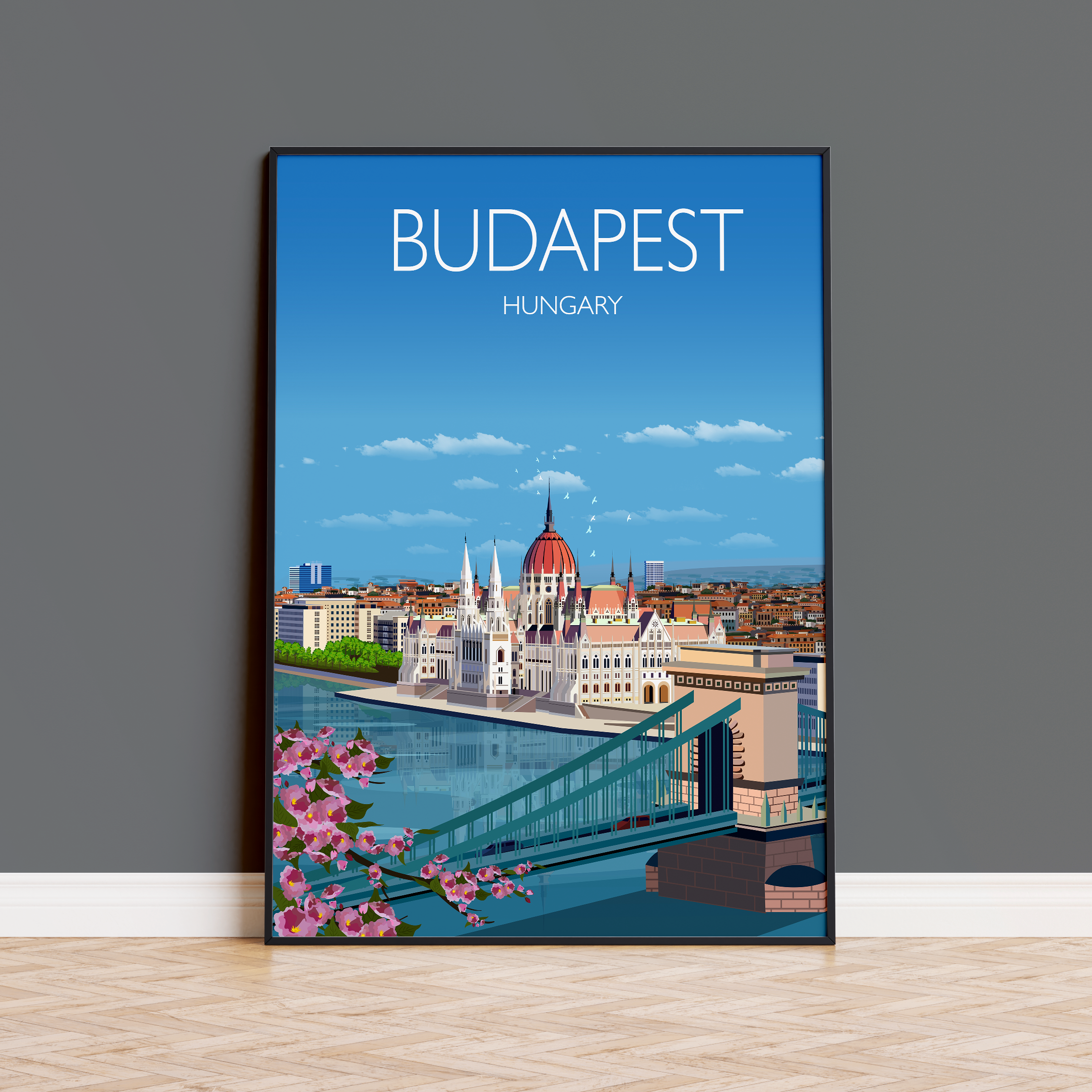 Budapest Travel Poster, Budapest Travel Print, Hungary NQ Media Designs