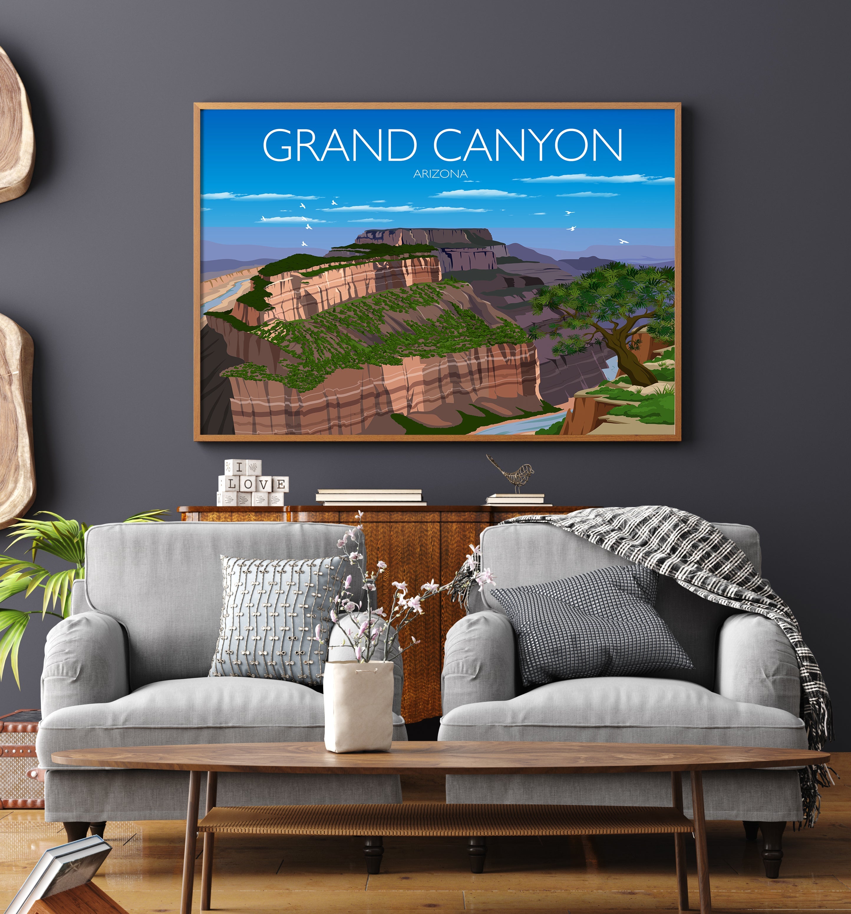 Grand Canyon Travel Poster, Travel Print of Grand Canyon, Arizona, USA,Limited Edition NQ Media Designs