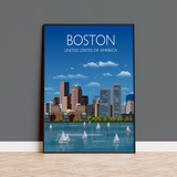 Boston Travel Poster, Travel Print of Boston, City of Boston, USA NQ Media Designs