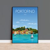 Portofino Travel Poster, Travel Print of Portofino, Italy, Italy Travel Poster, NQ Media Designs
