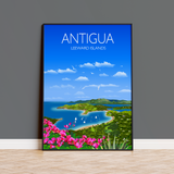 Antigua Travel Poster, Travel Print of Antigua, Leeward Islands, Caribbean NQ Media Designs