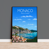 Monaco Travel Poster, Travel Print of Monaco, French Riviera NQ Media Designs