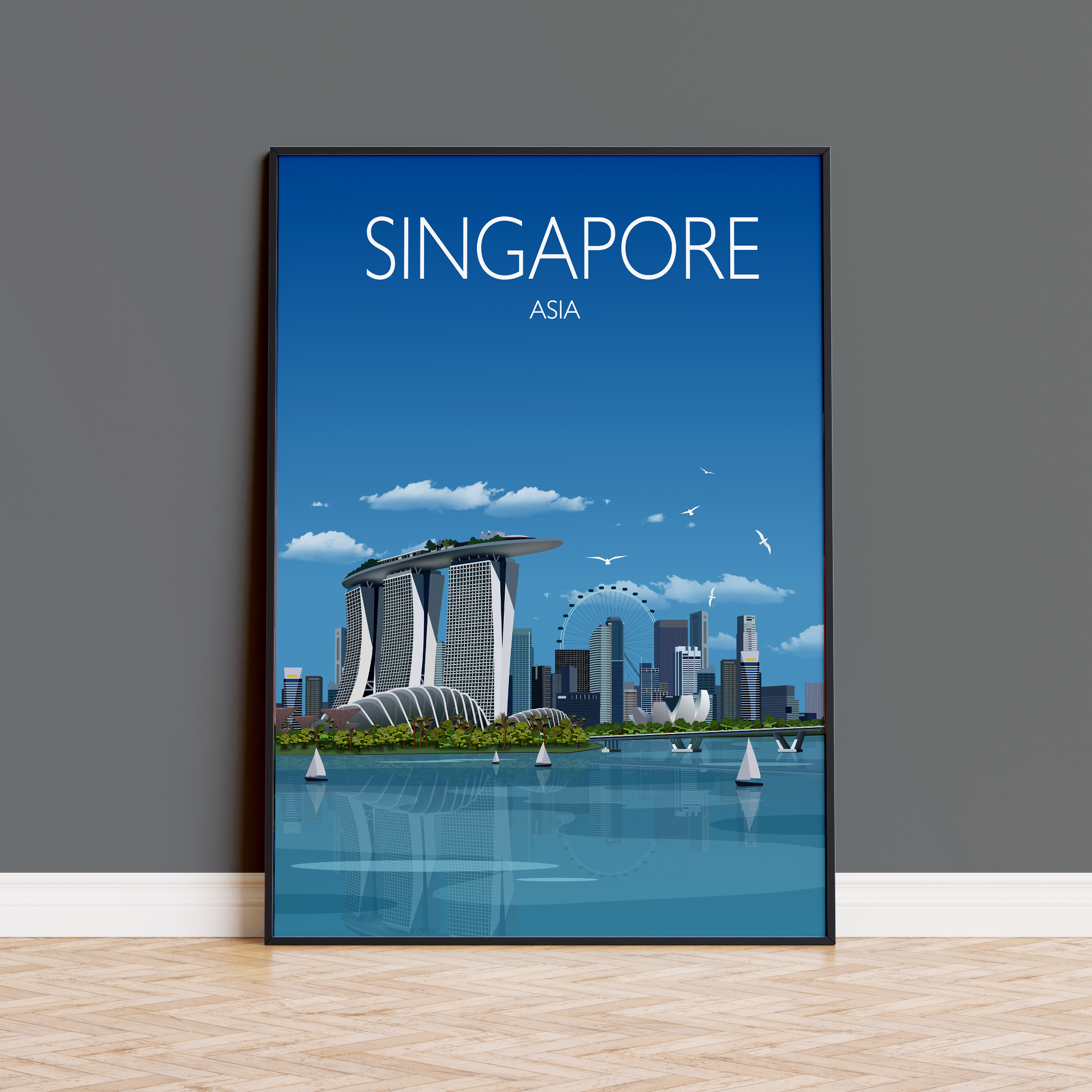 Singapore Travel Print, Singpore Travel Poster, Singapore, Asia NQ Media Designs