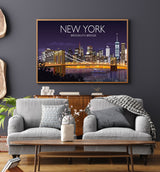 Brooklyn Bridge Travel Print, Travel Poster of Brooklyn Bridge, New York, USALimited Edition NQ Media Designs