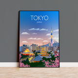 Tokyo Travel Poster, Travel Print of Tokyo, City of Tokyo, Japan NQ Media Designs