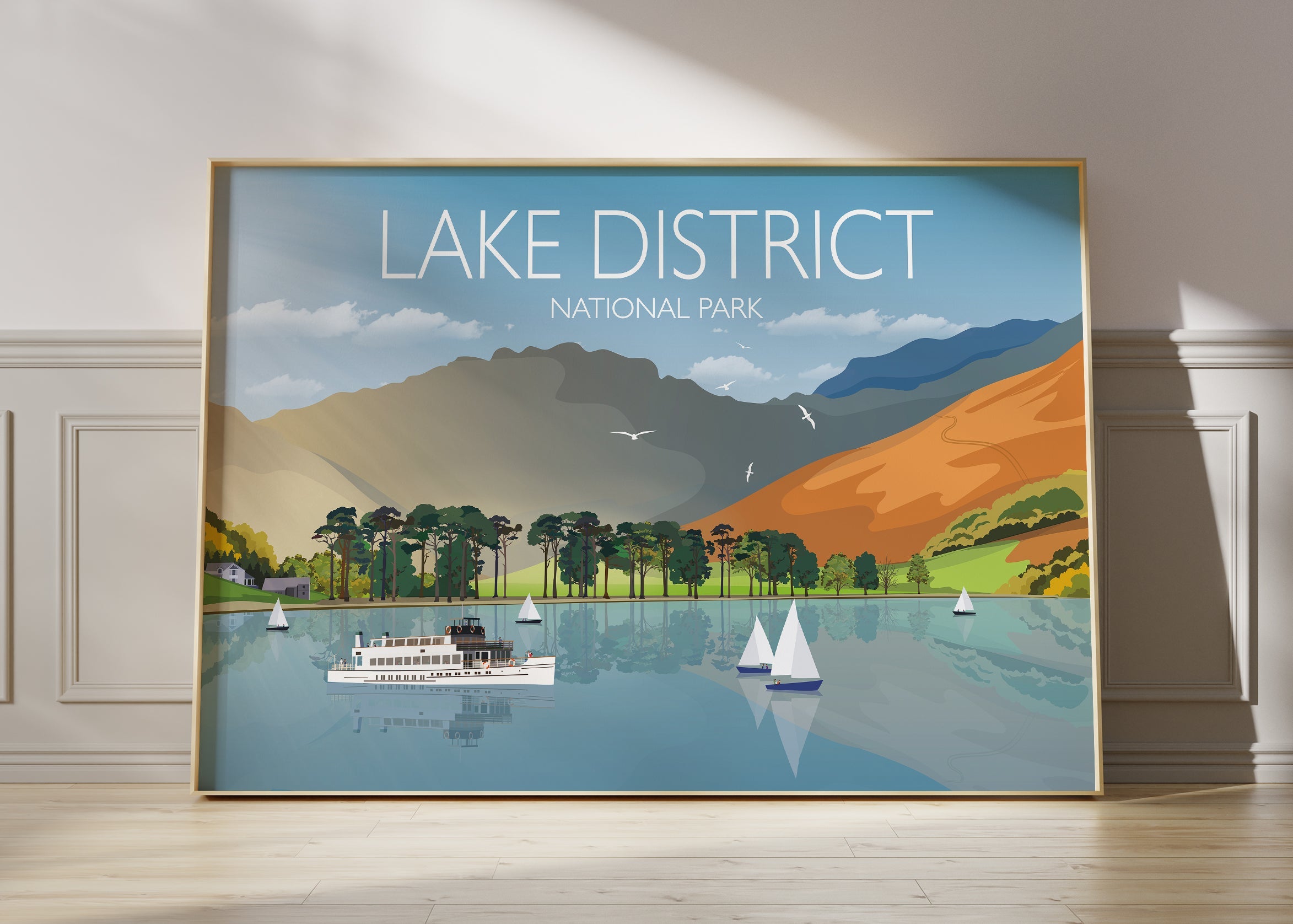 Lake District Travel Poster, Travel Print of Lake District, Cumbria, UK,Limited Edition NQ Media Designs
