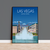 Las Vegas Travel Poster, Travel Print of Las Vegas, Nevada, USA NQ Media Designs