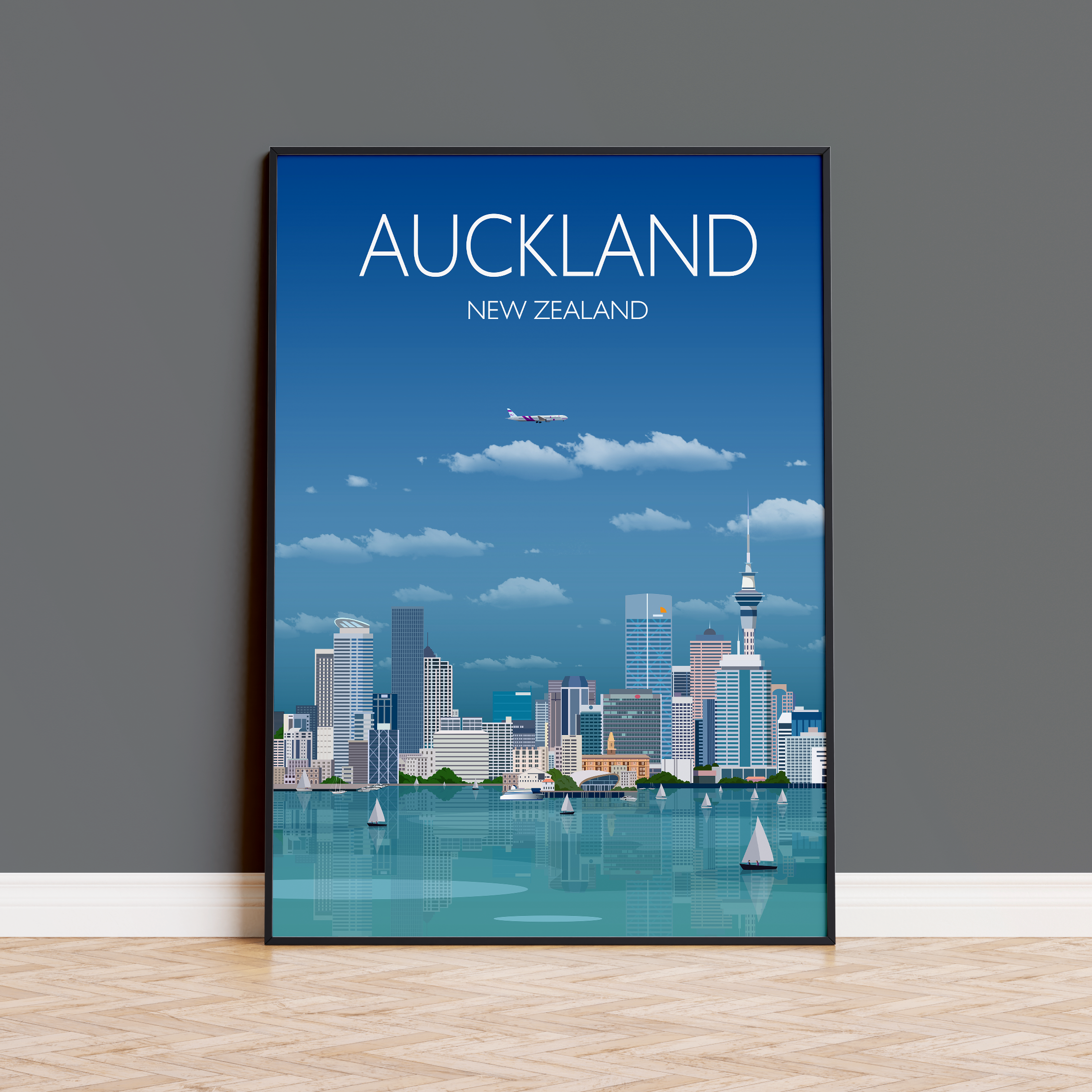 Auckland Travel Poster, Travel Print of Auckland, New Zealand
