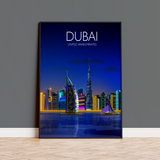 Dubai at night Travel Poster, Travel Print of Dubai, City of Dubai at night, United Arab Emirates Travel Poster, Dubai Cityscape NQ Media Designs
