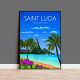 Saint Lucia Travel Poster, Travel Print of Saint Lucia, Windward Islands, Caribbean NQ Media Designs
