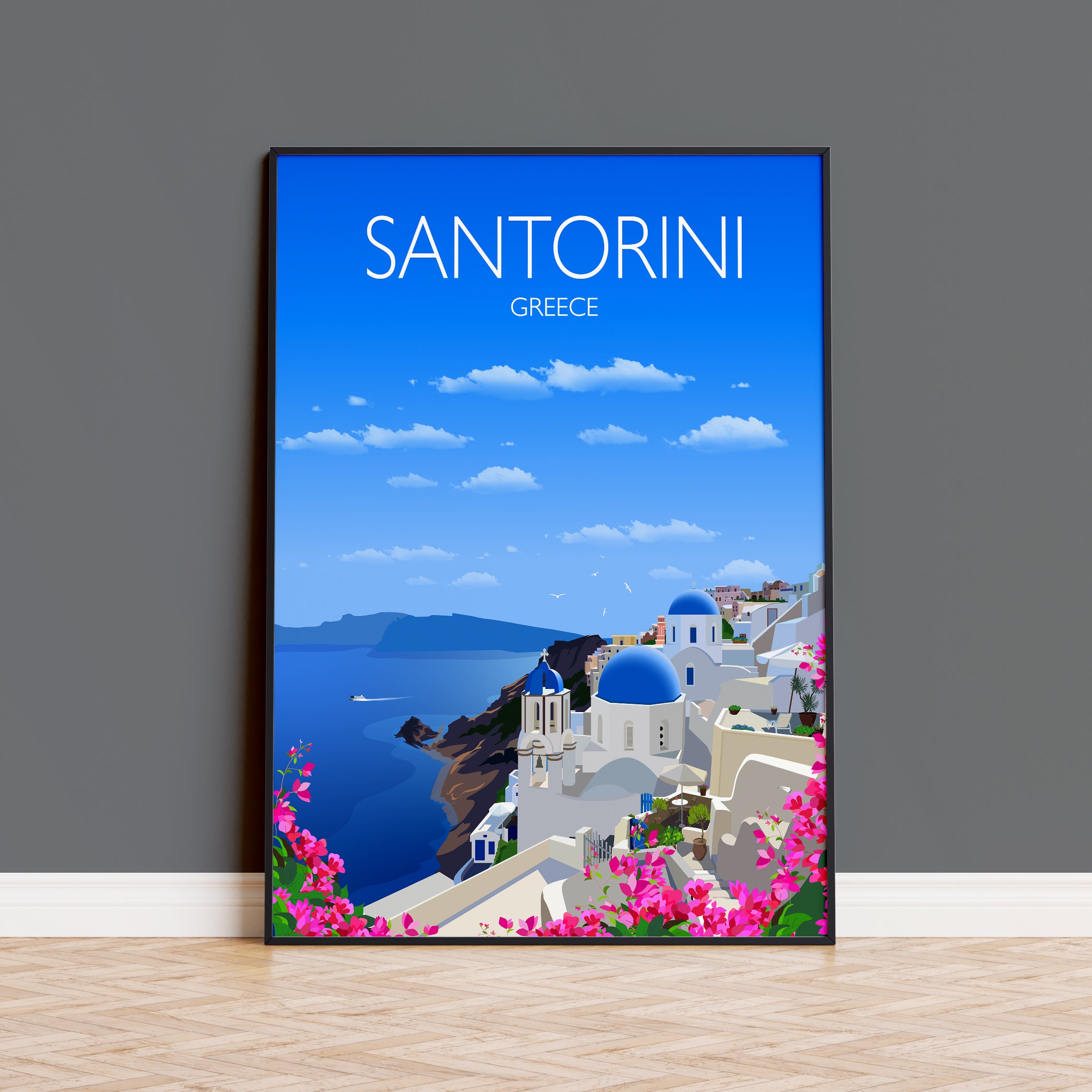 a poster of a beautiful view of the ocean