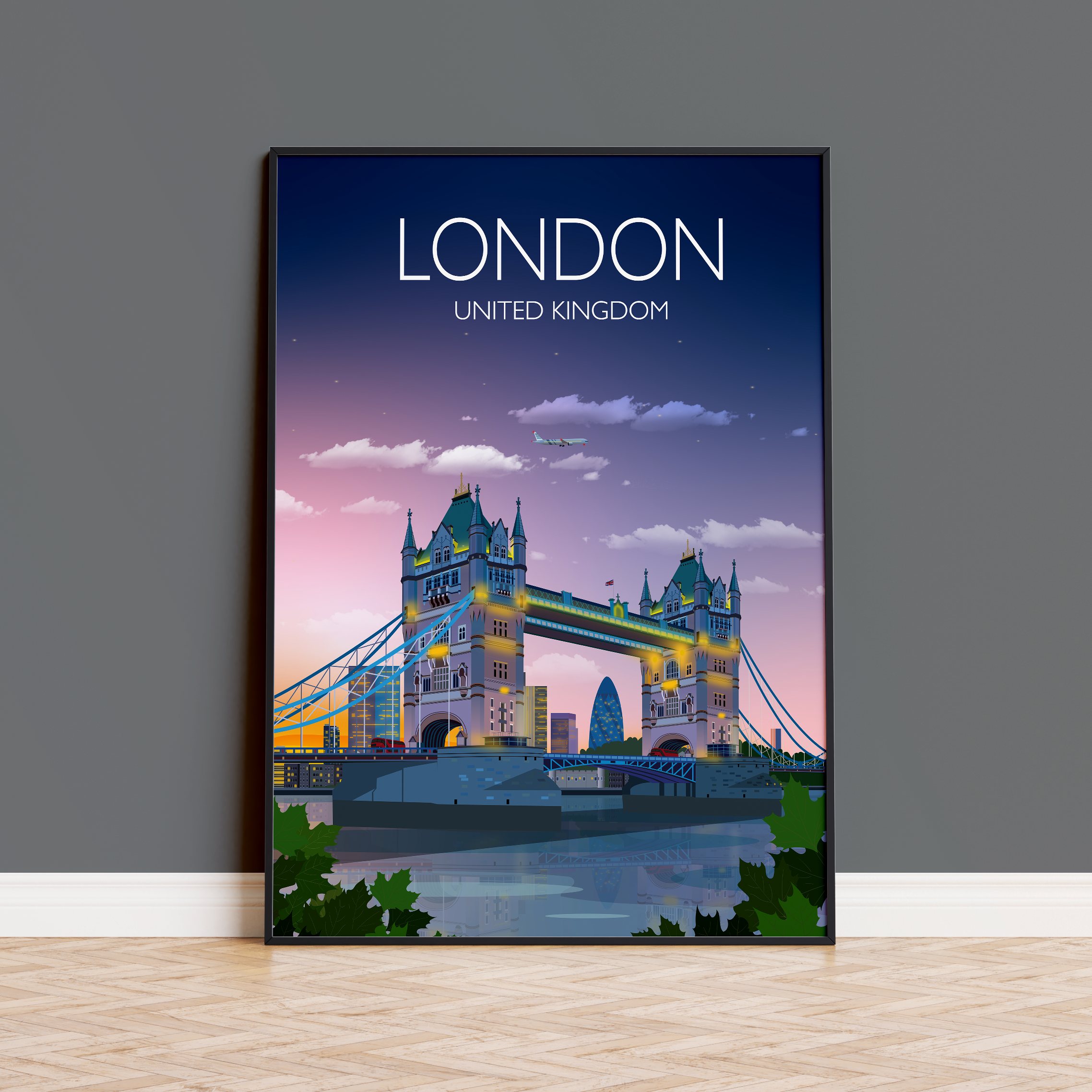 Tower Bridge Travel Print, Tower Bridge Travel Poster, City of London, UK NQ Media Designs