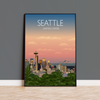 Seattle Travel Poster, Travel Print of Seattle, City of Seattle, USA