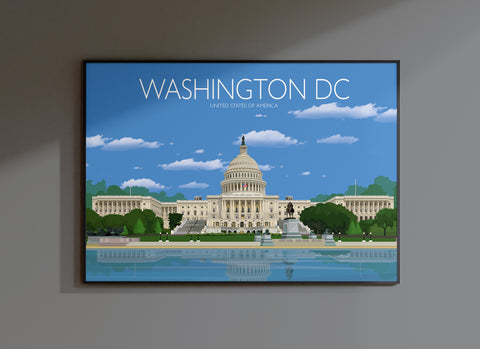 Washington Travel Poster, Travel Print of Washington DC, USA,  Limited Edition