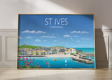 St Ives Travel Poster, Travel Print of St Ives, Cornwall, UK, Limited Edition NQ Media Designs