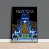 New York Travel Poster at Christmas, Travel Print of New York at Christmas, City of New York, USA