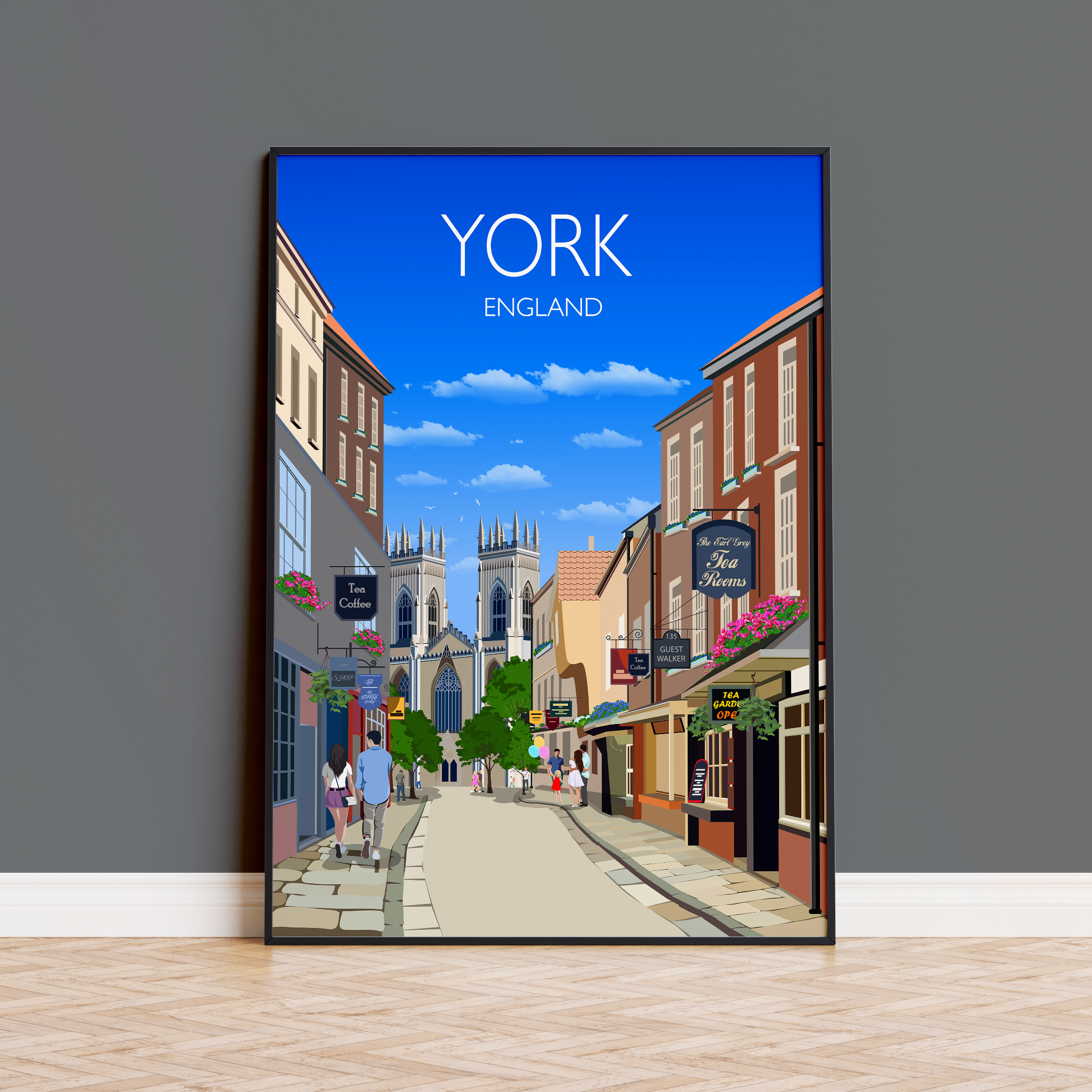 York Travel Print, York Poster, York, England, UK Travel Poster NQ Media Designs