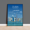 Dubai Travel Poster, Travel Print of Dubai, City of Dubai, United Arab Emirates NQ Media Designs