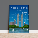 Kuala Lumpur Travel Poster, Travel Print of Kuala Lumpur, Malaysia, Travel Poster, Kuala Lumpur Print NQ Media Designs