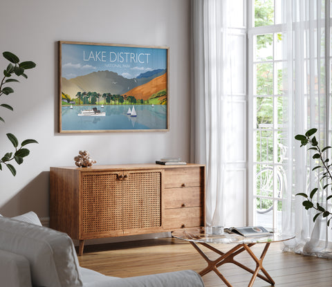 Lake District Travel Poster, Travel Print of Lake District, Cumbria, UK,  Limited Edition