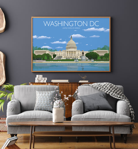 Washington Travel Poster, Travel Print of Washington DC, USA,  Limited Edition