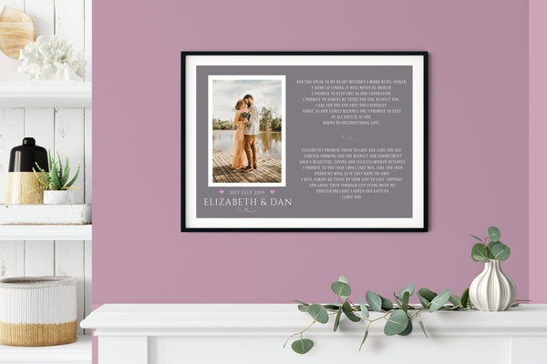 Wedding vows print, Custom wedding vows art, Vows On Canvas • wedding photo print, Wedding anniversary gift