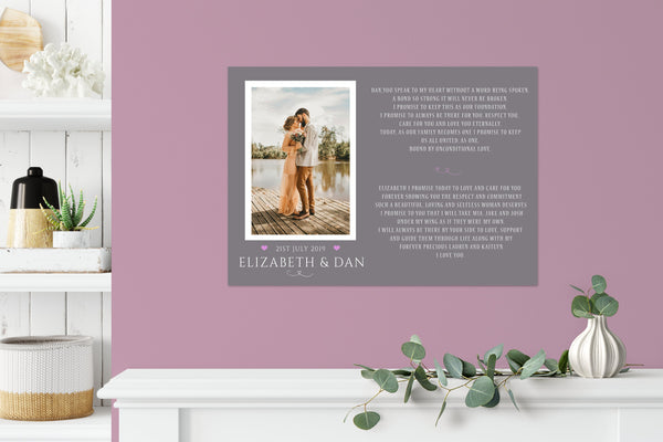 Wedding vows print, Custom wedding vows art, Vows On Canvas • wedding photo print, Wedding anniversary gift
