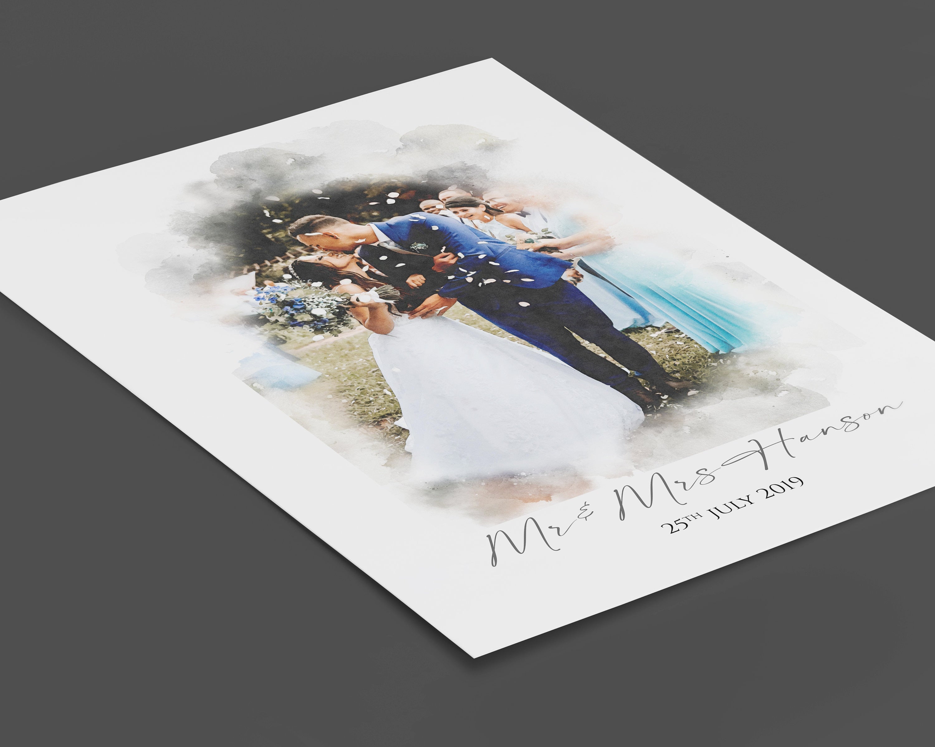 Personalised Wedding Watercolour Portrait, Custom Wedding Anniversary Gift, Wedding Portrait, Watercolour Painting From Photo, Water colour NQ Media Designs