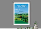 Tuscany Travel Poster, Travel Print of Tuscany, Region of Italy NQ Media Designs