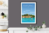 Portofino Travel Poster, Travel Print of Portofino, Italy, Italy Travel Poster, NQ Media Designs