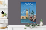 London Travel Print, London Travel Poster, City of London, UK, UK Travel Poster NQ Media Designs