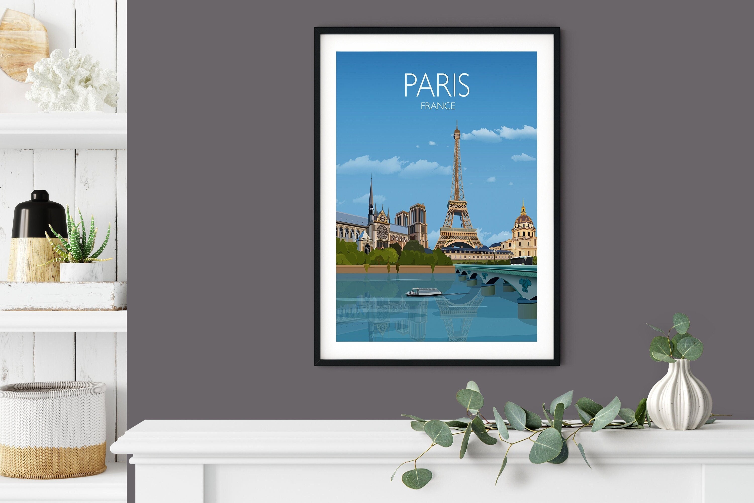 Paris Travel Poster, Travel Print of Paris, City of Paris, France NQ Media Designs