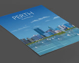 Perth Travel Poster, Travel Print of Perth, City of Perth, Australia NQ Media Designs