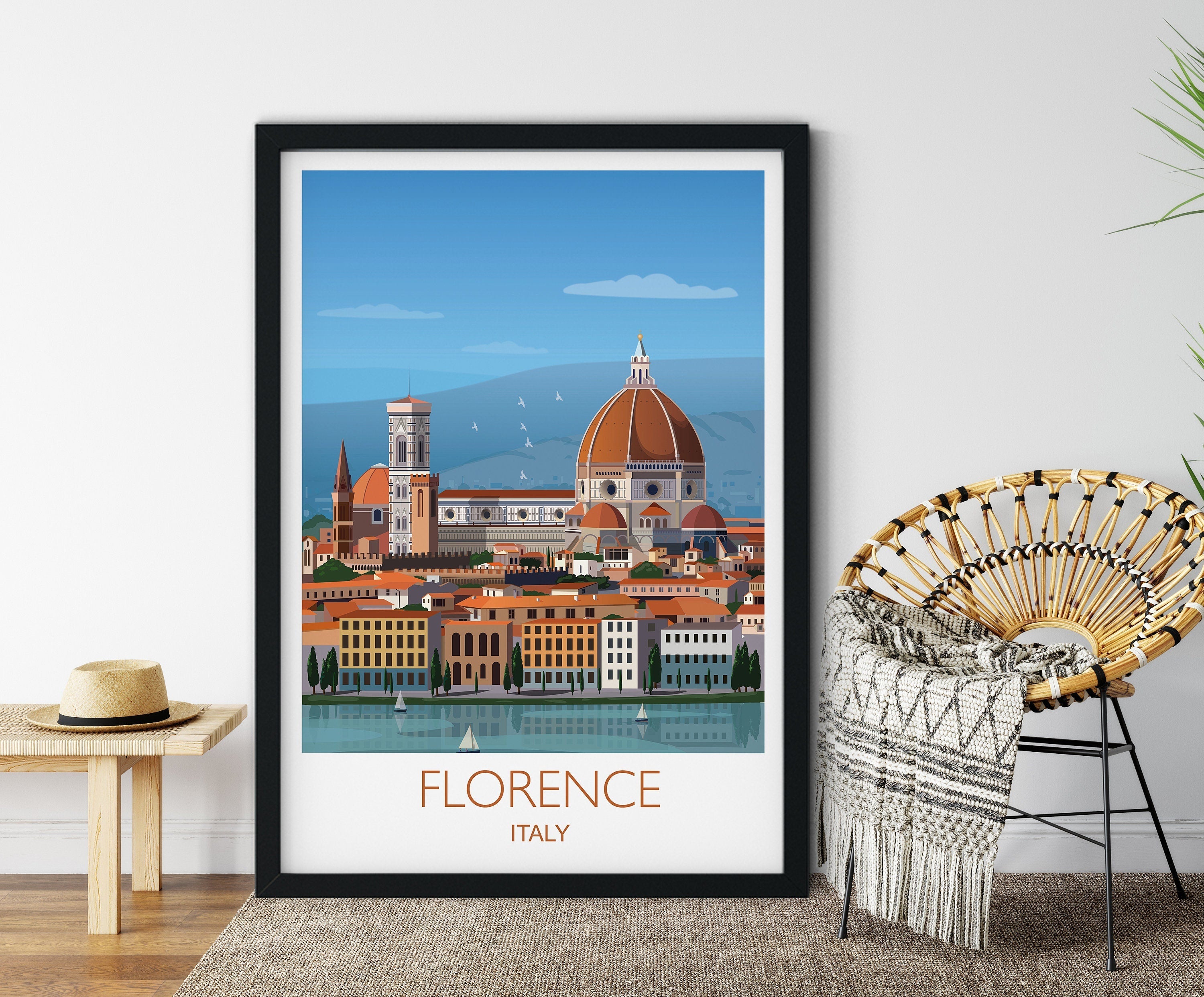 Florence Travel Poster, Travel Print of Florence, City of Florence, Italy, Italy Travel Poster, Florence Cityscape NQ Media Designs