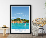 Portofino Travel Print, Travel Poster of Portofino, Italy NQ Media Designs