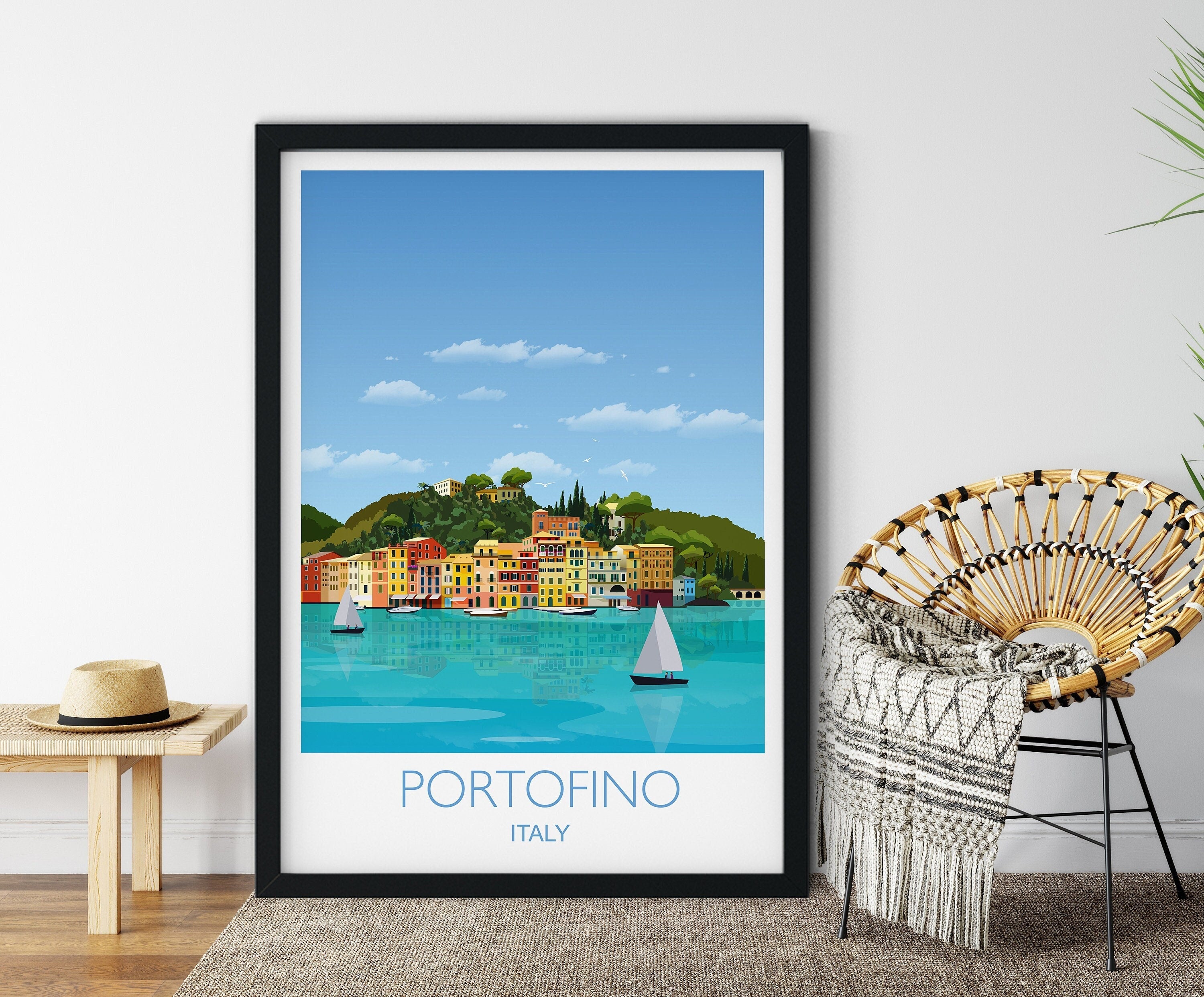 Portofino Travel Print, Travel Poster of Portofino, Italy NQ Media Designs