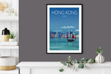 Hong Kong Travel Poster , Travel Print of Hong Kong, City of Hong Kong, China NQ Media Designs