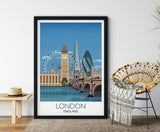 London Travel Poster, Travel Print of London, City of London, UK NQ Media Designs