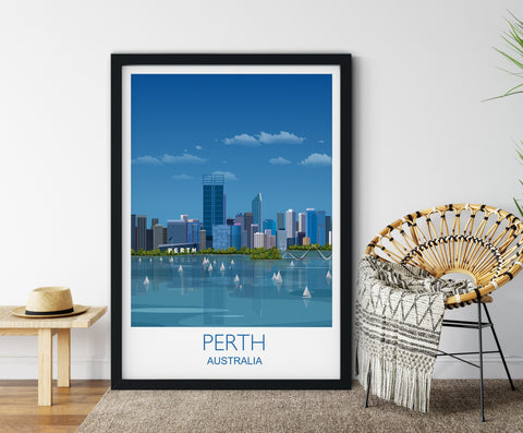 Perth Travel Print, Travel Poster of Perth, Australia