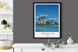 Singapore Travel Print, Travel Poster of Singapore, City of Singapore NQ Media Designs