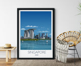 Singapore Travel Print, Travel Poster of Singapore, City of Singapore NQ Media Designs