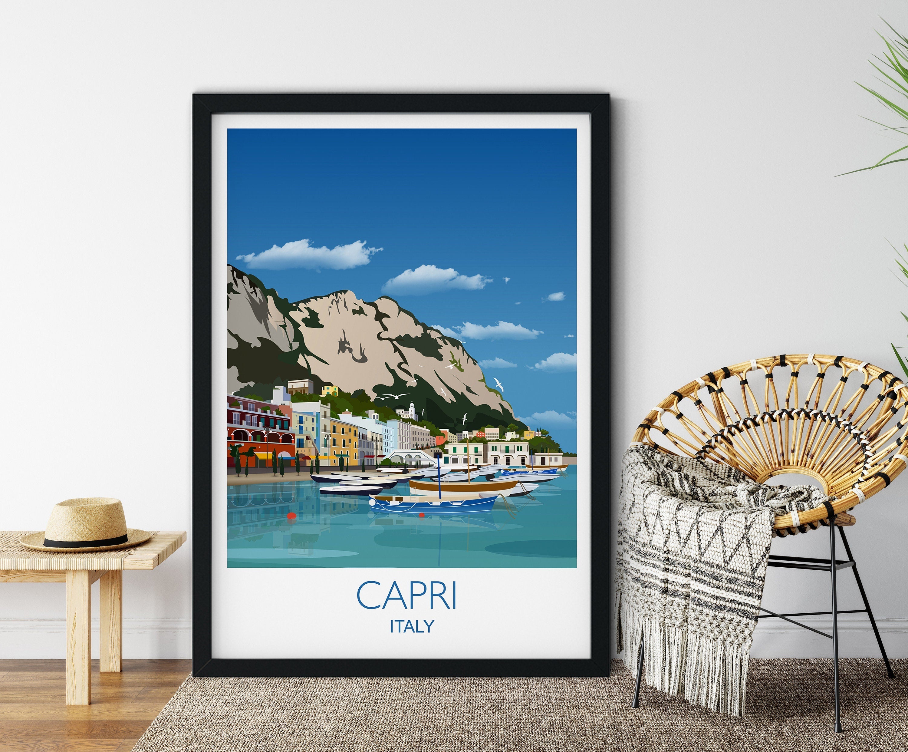 Capri Travel Poster , Travel Print of Capri, Capri, Italy, Italy Travel Poster NQ Media Designs